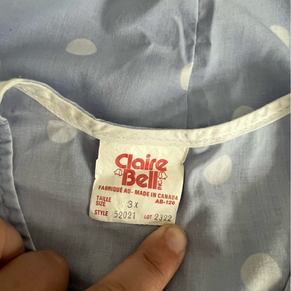 Vintage Claire Bell Romper Polka Dot Blue 3X Summer - Picture 4 of 5